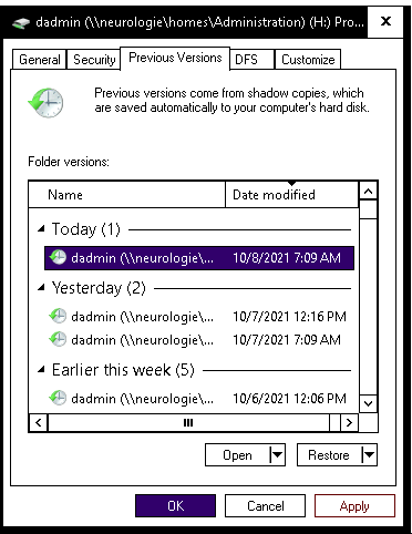 restore files or direytories